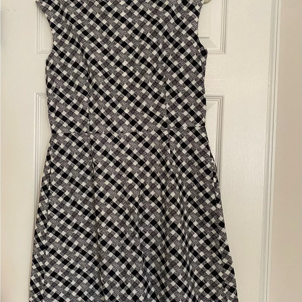 Women’s Brooks Brothers Black&White Gingham Plaid Print Cap Sleeve Dress Size 10